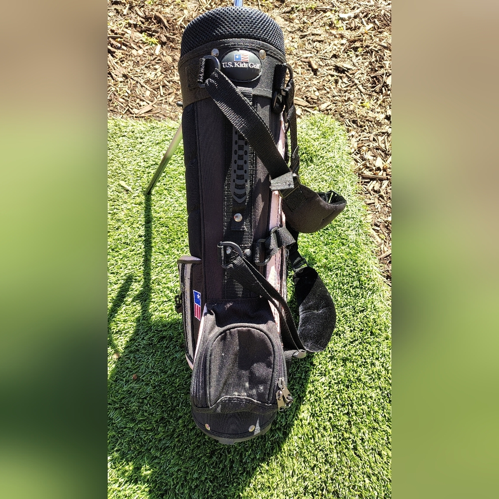 Kids Size Black And Pink Golf Stand Bag - Picture 2 of 6